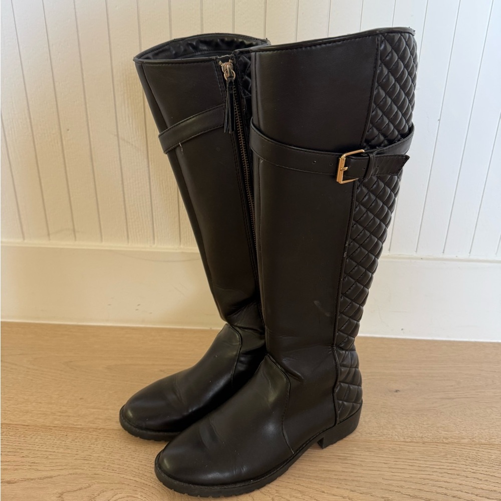 Zara | Quilted Black Knee-High Boots